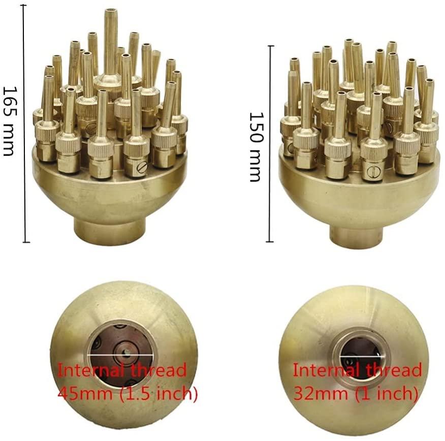 YFQHDD 1Pc 1" 1.5" Brass Adjustable Three-Layer Flower Fountain Spray Head Center Straight Scattering Sprinklers Landscape Fountains (Size : 1 inch)