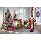 58 in. Dancing African American Christmas Mrs. Claus with Hooded Cloak and Basket