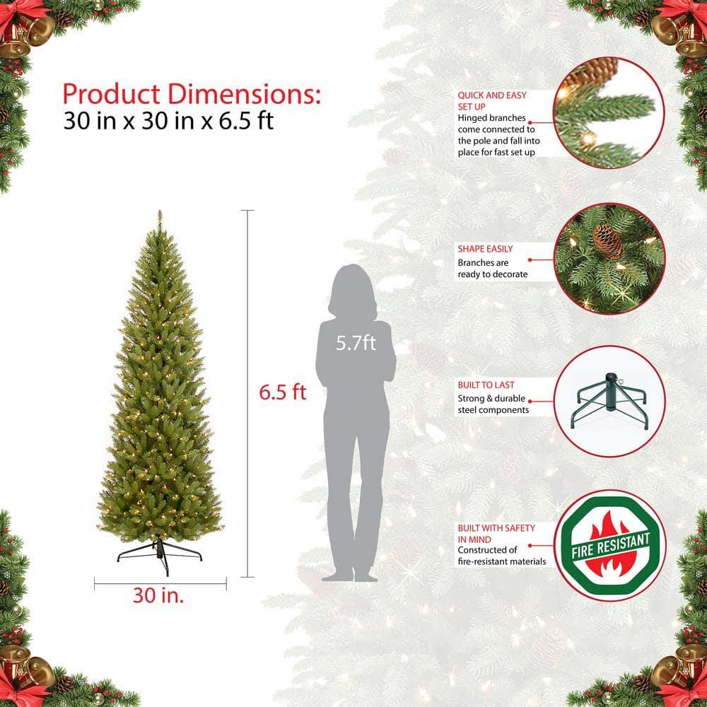 6.5 ft. Pre-Lit Incandescent Fraser Fir Pencil Artificial Christmas Tree with 250 UL Clear Lights