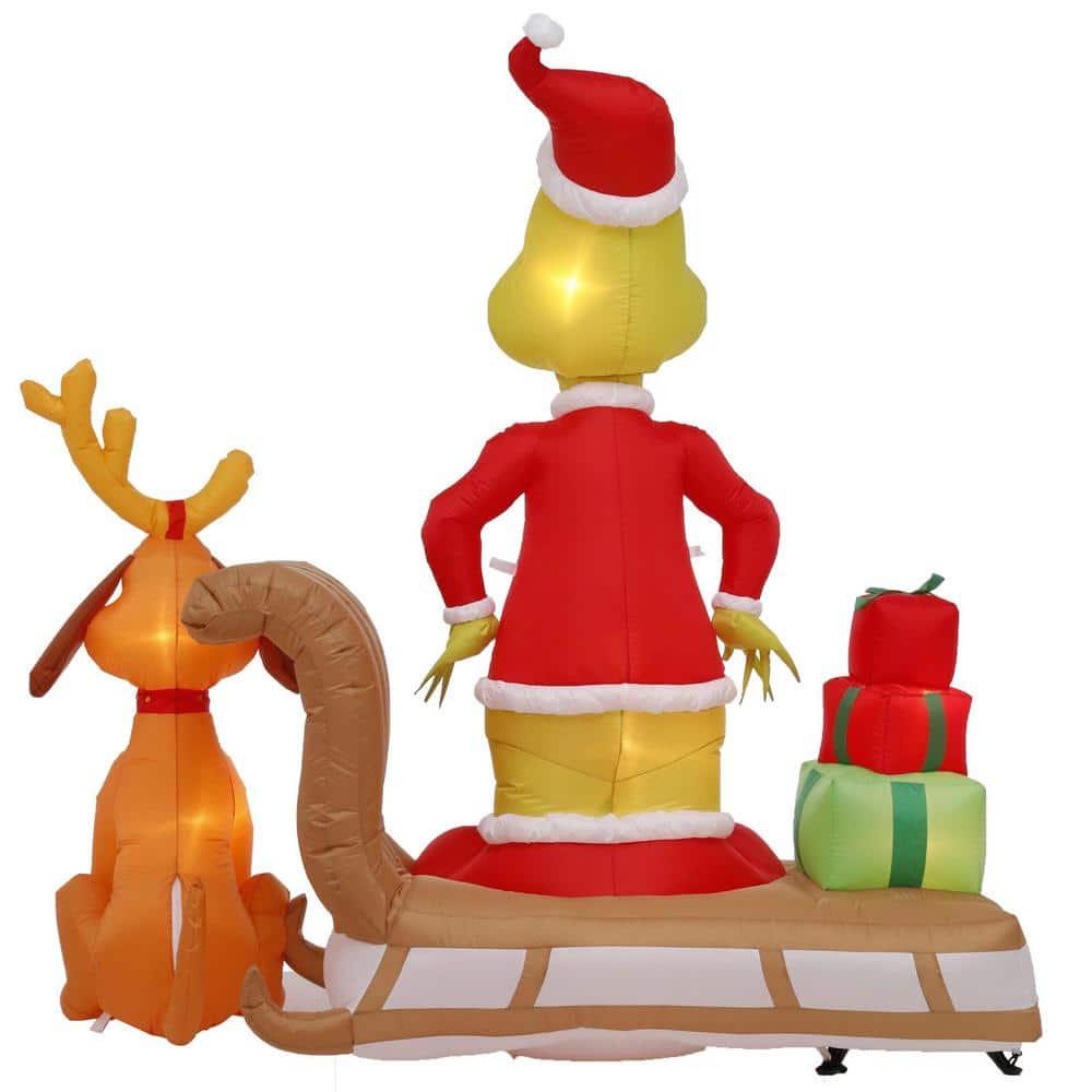 6 ft. Tall Airblown Inflatable Grinch and Max on Sled Scene