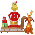 6 ft. Tall Airblown Inflatable Grinch and Max on Sled Scene