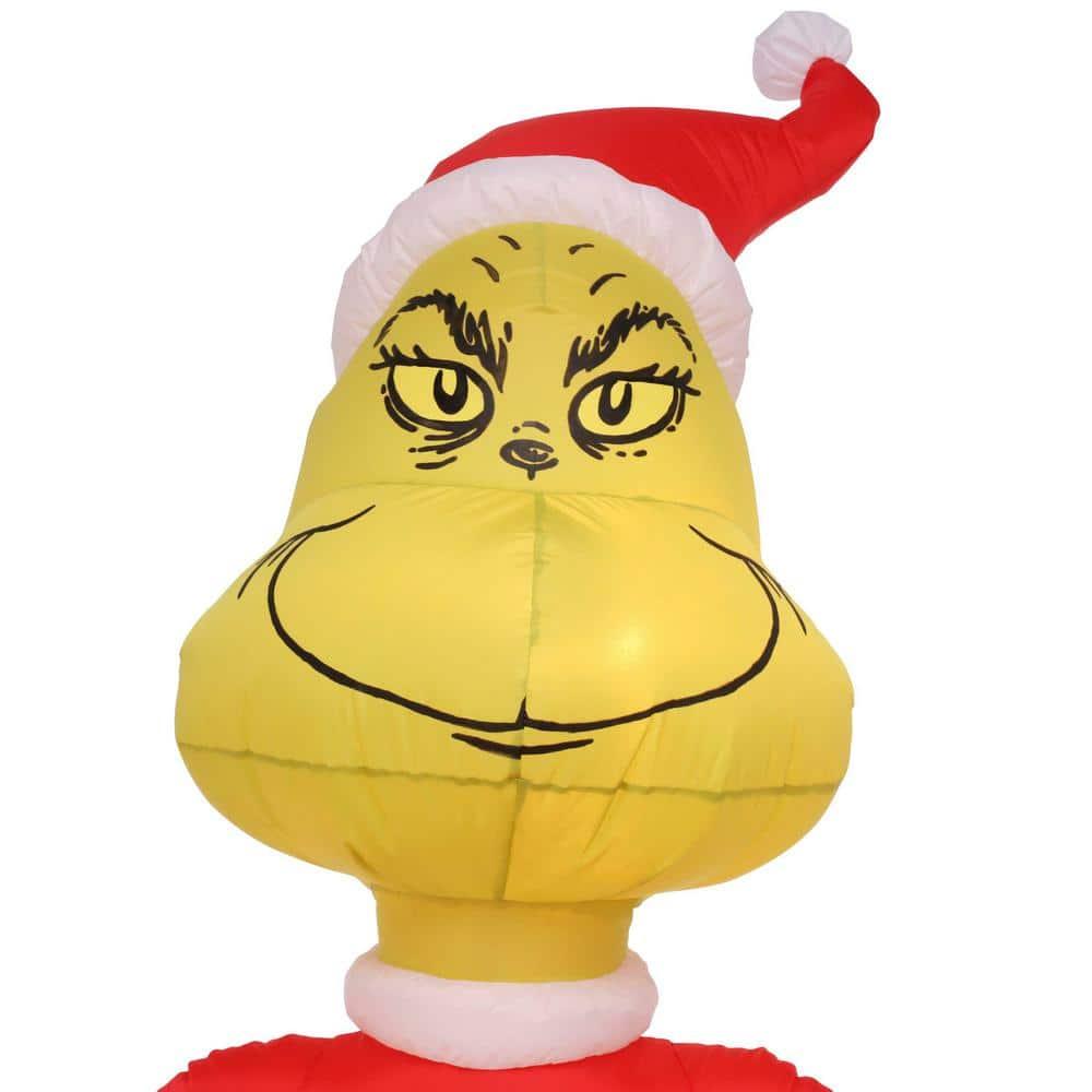6 ft. Tall Airblown Inflatable Grinch and Max on Sled Scene