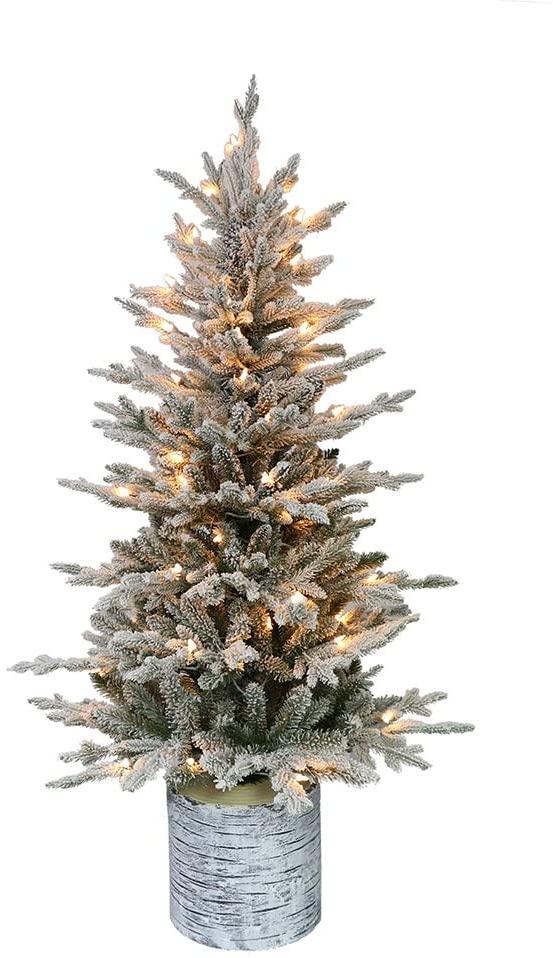 Joedot 4.5 ft. Pre-Lit Potted Flocked Arctic Fir Artificial Christmas Tree with 70 UL-Listed Clear Lights