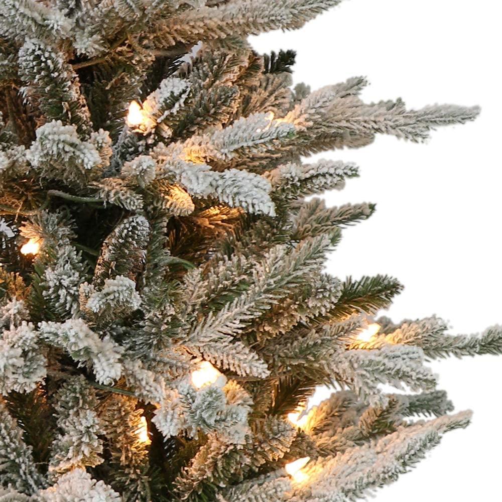 Joedot 4.5 ft. Pre-Lit Potted Flocked Arctic Fir Artificial Christmas Tree with 70 UL-Listed Clear Lights