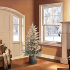 Joedot 4.5 ft. Pre-Lit Potted Flocked Arctic Fir Artificial Christmas Tree with 70 UL-Listed Clear Lights