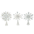 Set of 3 Silver Christmas Glitter Snowflake Tree Topper 15"