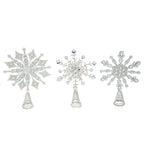 Set of 3 Silver Christmas Glitter Snowflake Tree Topper 15"