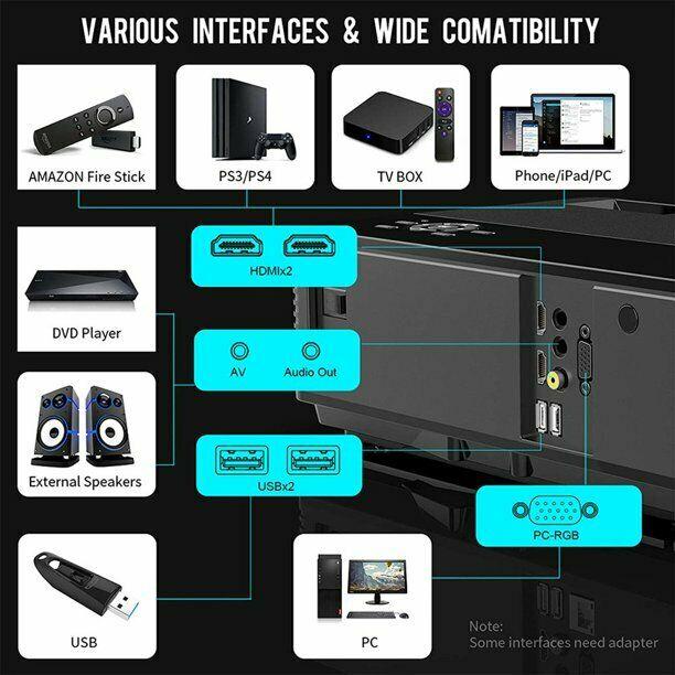 300 9000l lumens wifi 4k hd 1080p home theater projector hdmi for pc ps4 tv