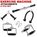 Fitness Maniac Home Gym Cable Attachment Handle Machine Strength Exercise Chrome PressDown Rubber Double D Row 8-Piece Bundle Set