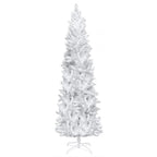 SalonMore 7.5 ft White Artificial Christmas Tree Pencil Pine Slim Skinny Tree with Pre-Lit Lights 1050 Tips