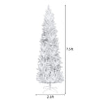 SalonMore 7.5 ft White Artificial Christmas Tree Pencil Pine Slim Skinny Tree with Pre-Lit Lights 1050 Tips
