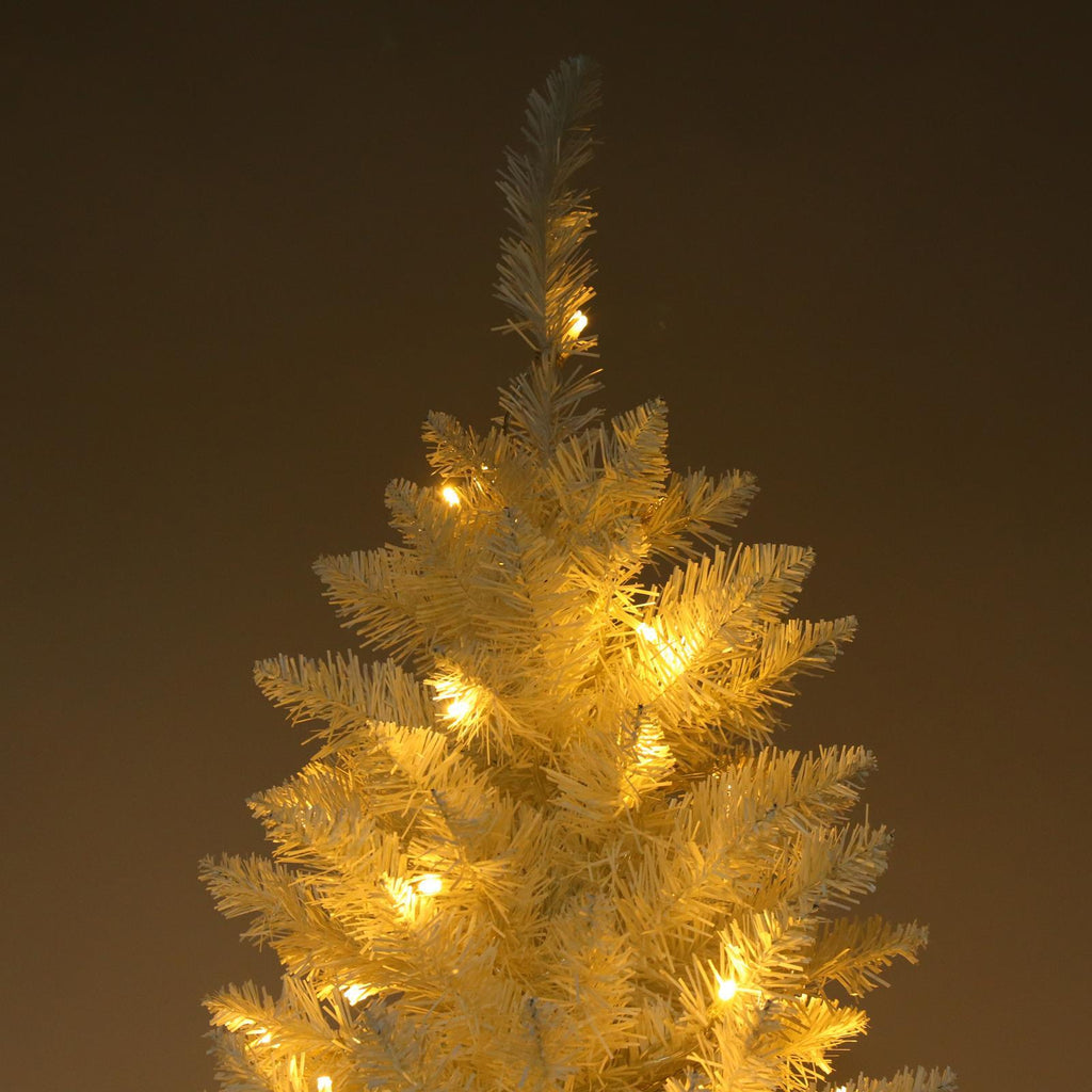 SalonMore 7.5 ft White Artificial Christmas Tree Pencil Pine Slim Skinny Tree with Pre-Lit Lights 1050 Tips