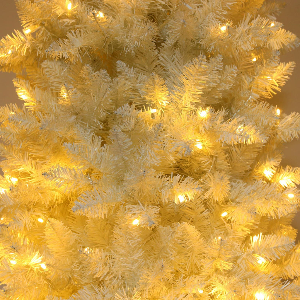 EasingRoom 7.5 FT White Artificial Christmas Tree Slim Skinny Tree with Pre-Lit Lights 1050 Tips White