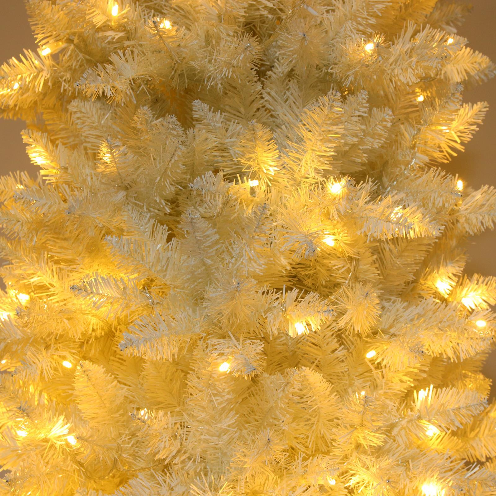 EasingRoom 7.5 FT White Artificial Christmas Tree Slim Skinny Tree with Pre-Lit Lights 1050 Tips White