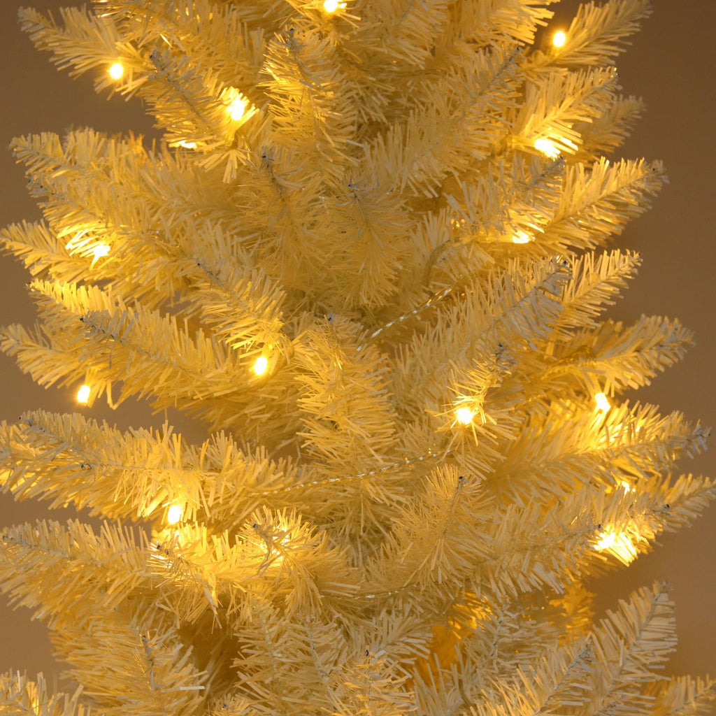 SalonMore 7.5 ft White Artificial Christmas Tree Pencil Pine Slim Skinny Tree with Pre-Lit Lights 1050 Tips