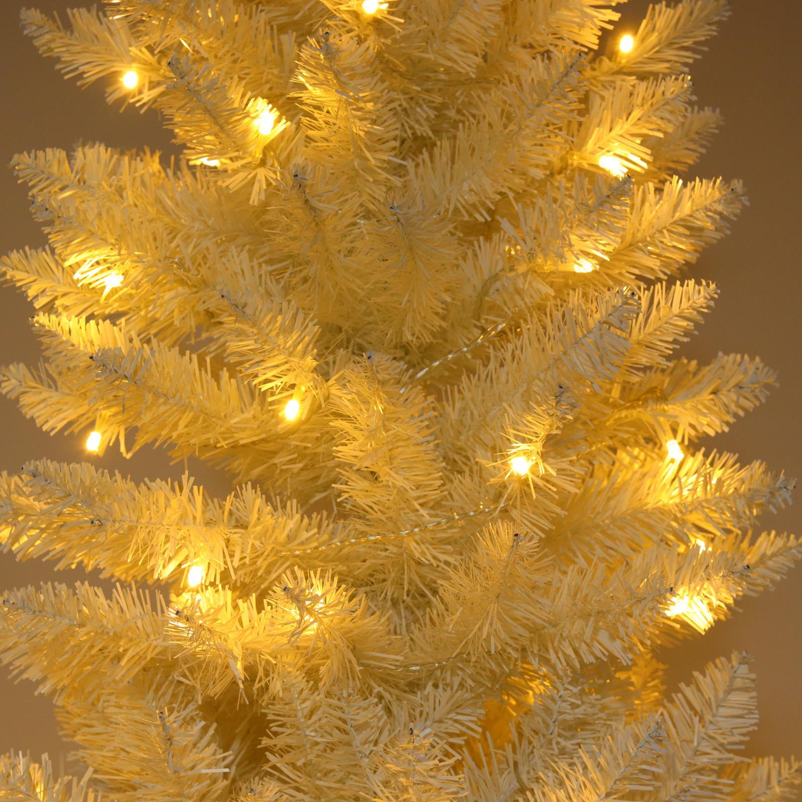 SalonMore 7.5 ft White Artificial Christmas Tree Pencil Pine Slim Skinny Tree with Pre-Lit Lights 1050 Tips