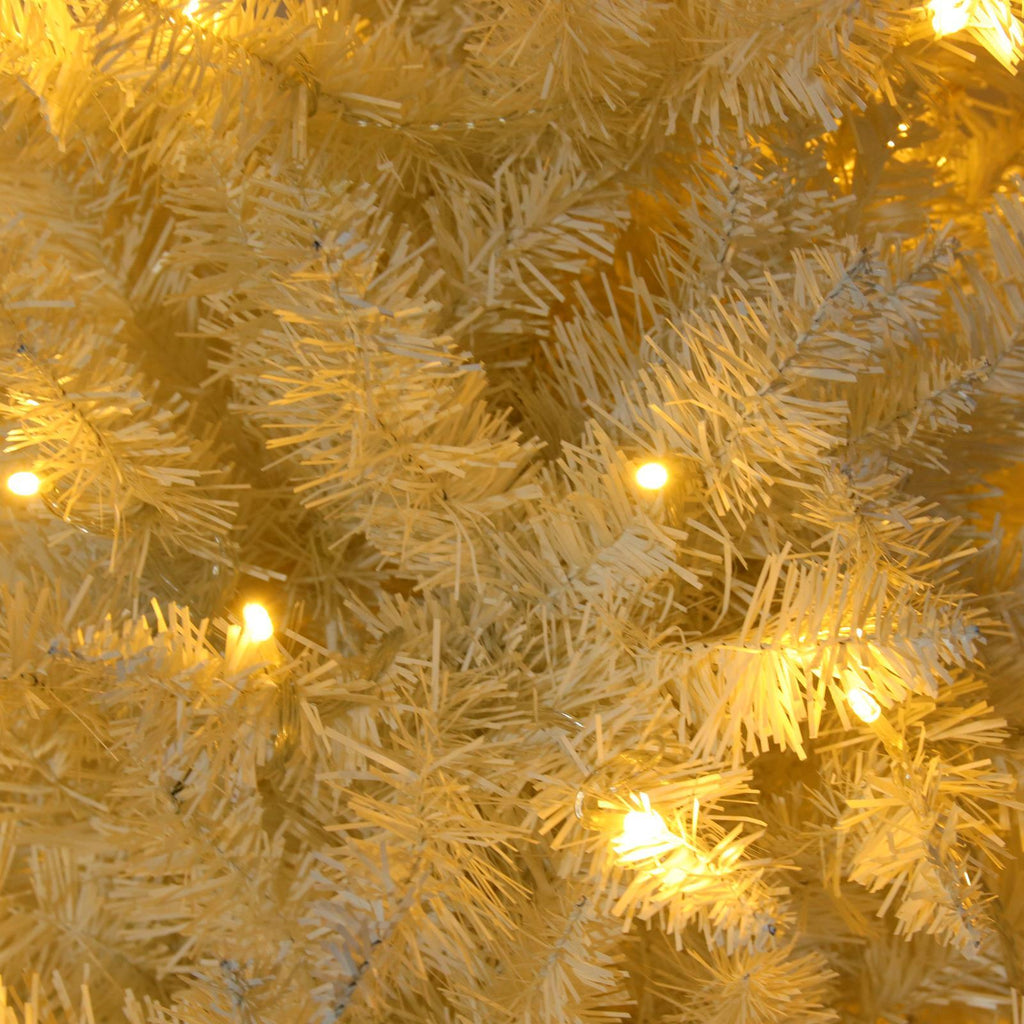 SalonMore 7.5 ft White Artificial Christmas Tree Pencil Pine Slim Skinny Tree with Pre-Lit Lights 1050 Tips