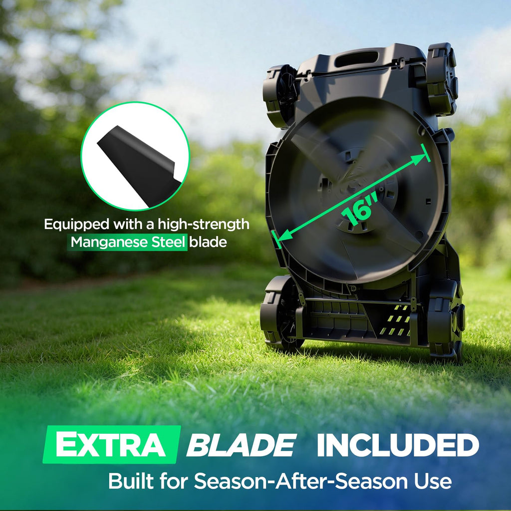 16" Electric Lawn Mower, 40V Cordless Lawn Mower with 2x5.0Ah Batteries &amp; Charger, Brushless Motor, 2-in-1 Mulching &amp; Bagging, 6-Position Height Adjustment, for Small to Medium Yards