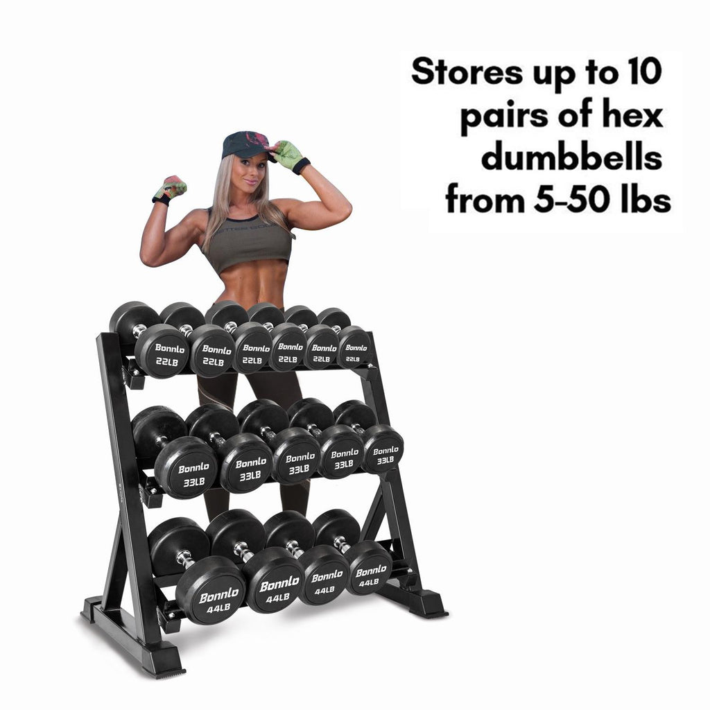 Winado 3 Tier Metal Steel Home Workout Gym Dumbbell Weight Rack StoraStand