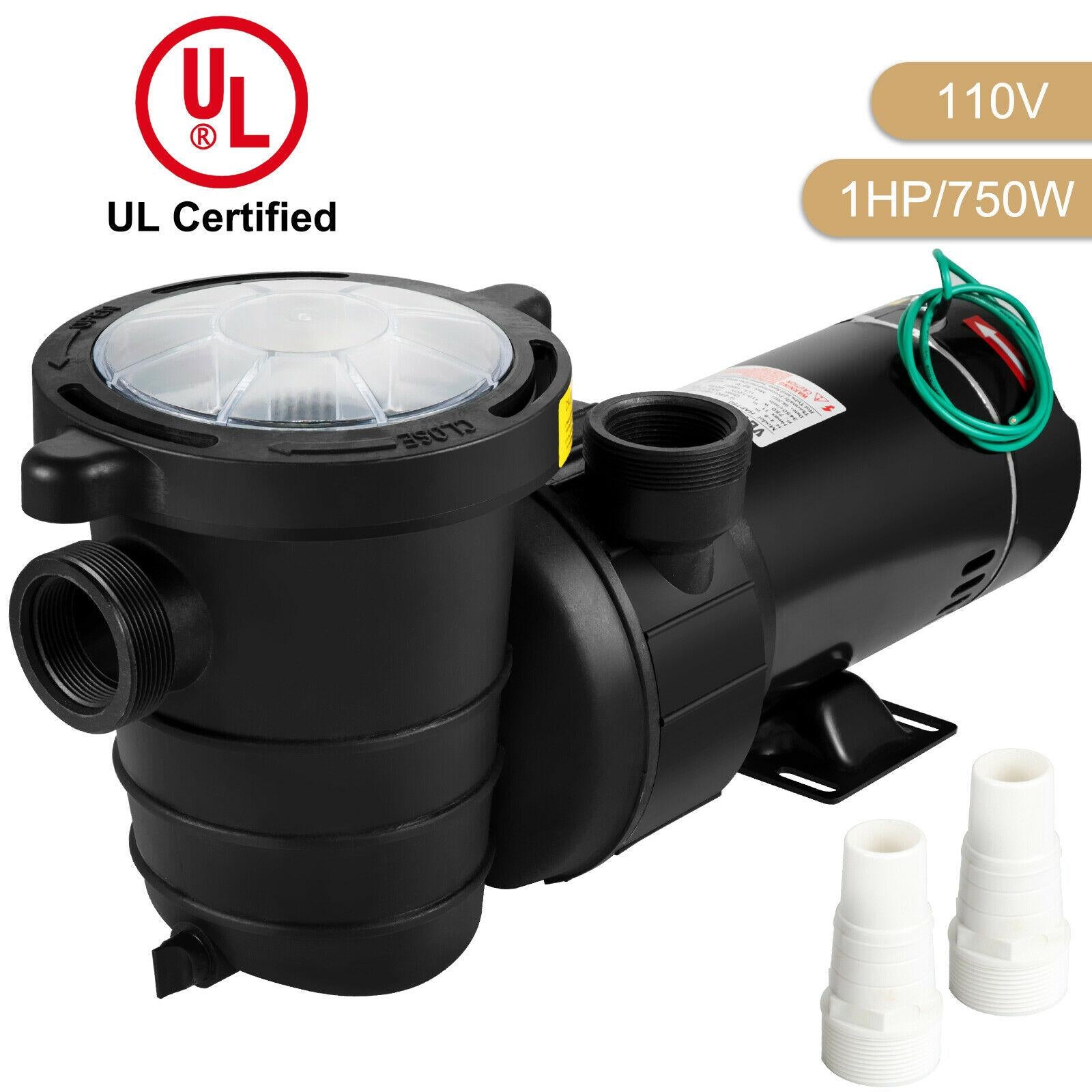 vevor 1hp swimming pool pump motor hayward 110v 5544gph filter pump w/ strainer