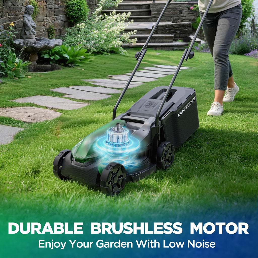 14" Cordless Lawn Mower, 20V Lightweight Push Mower with 2×5.0Ah Battery, Ultra-Quiet Motor for Small Yards, Lawn Care, Backyard Maintenance