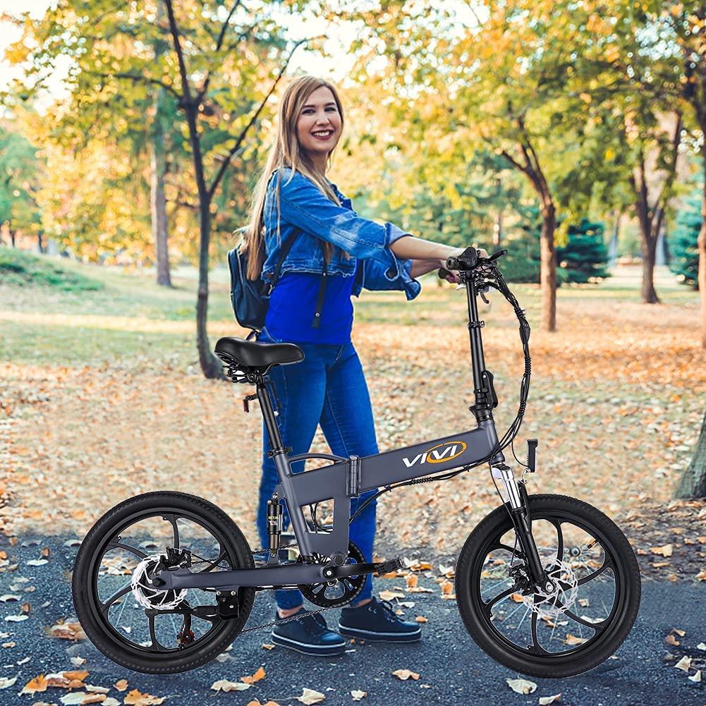 VIVI Z1 E-Bike for Adults, 20'' Folding Electric Bike for Adults, 20Mph Electric Bicycle with 36V 10.4Ah Lithium-Ion Battery, 350W Motor and Shinmano Professional 6 Speed Gears