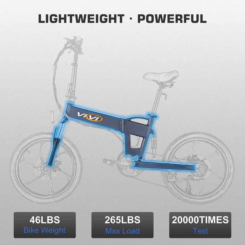 VIVI Z1 E-Bike for Adults, 20'' Folding Electric Bike for Adults, 20Mph Electric Bicycle with 36V 10.4Ah Lithium-Ion Battery, 350W Motor and Shinmano Professional 6 Speed Gears