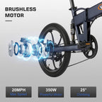 VIVI Z1 E-Bike for Adults, 20'' Folding Electric Bike for Adults, 20Mph Electric Bicycle with 36V 10.4Ah Lithium-Ion Battery, 350W Motor and Shinmano Professional 6 Speed Gears
