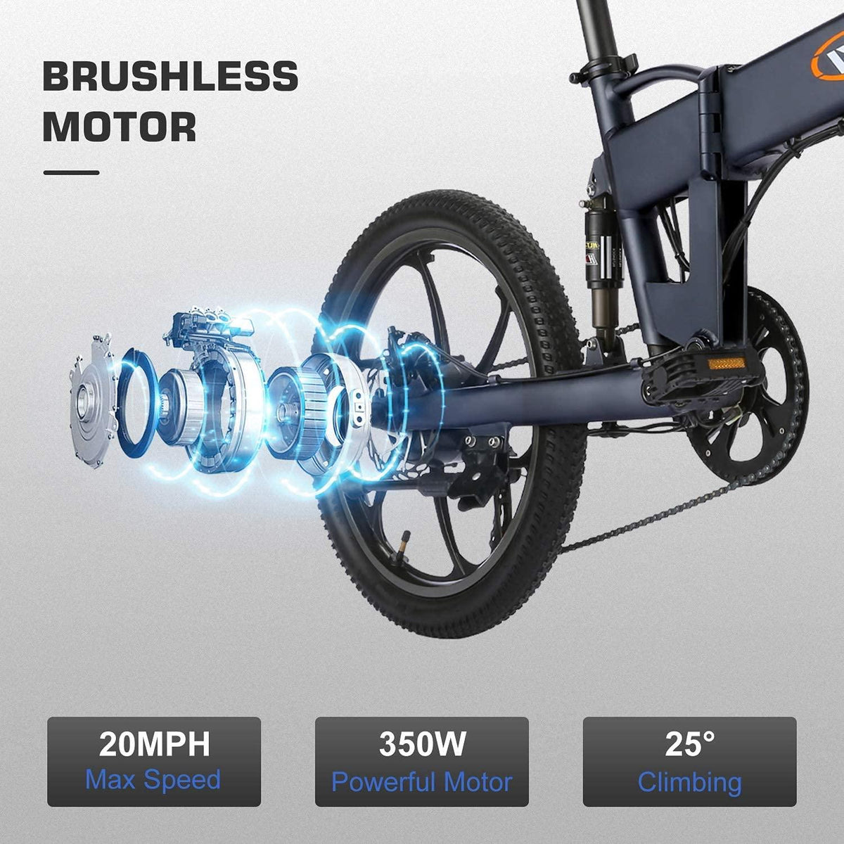 VIVI Z1 E-Bike for Adults, 20'' Folding Electric Bike for Adults, 20Mph Electric Bicycle with 36V 10.4Ah Lithium-Ion Battery, 350W Motor and Shinmano Professional 6 Speed Gears