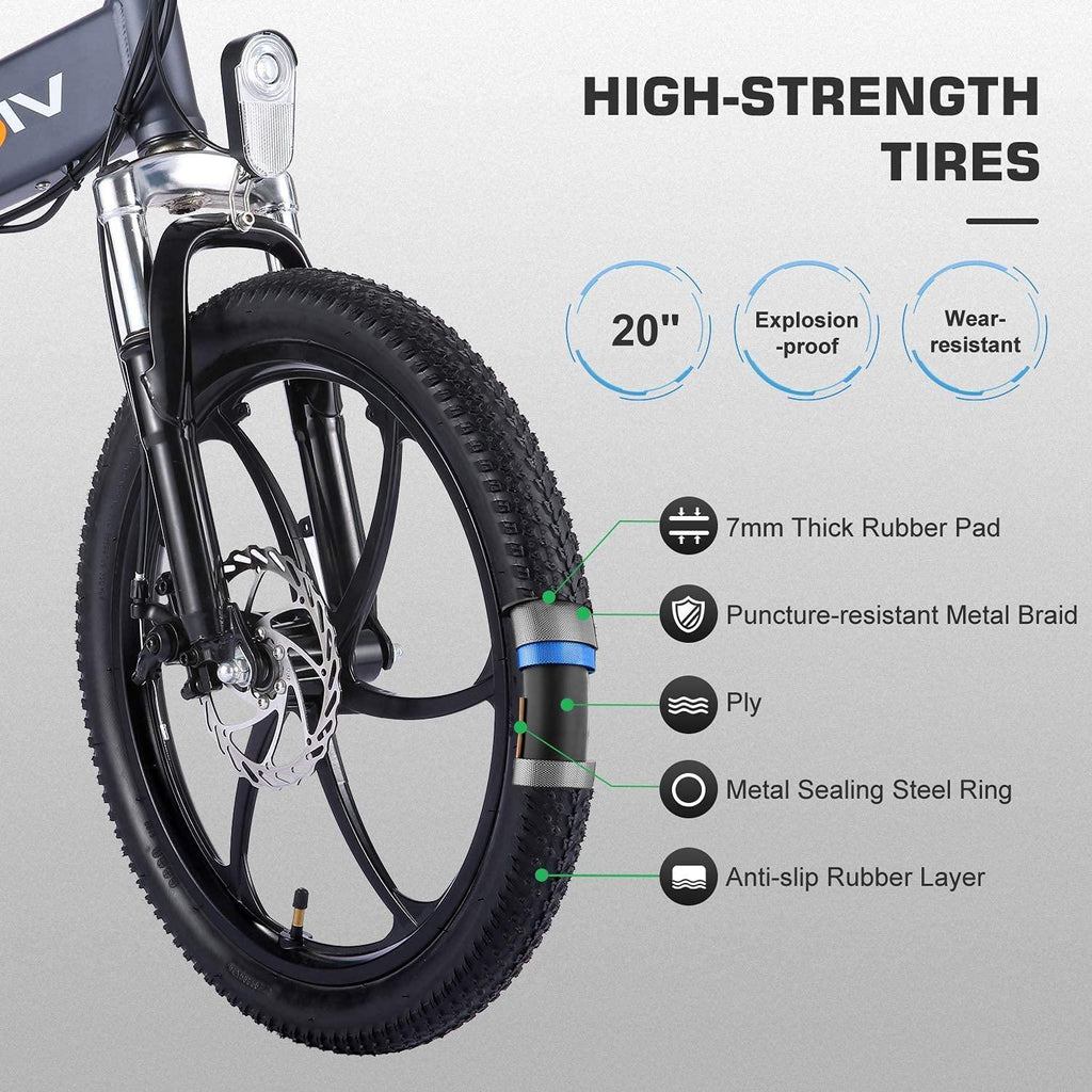 VIVI Z1 E-Bike for Adults, 20'' Folding Electric Bike for Adults, 20Mph Electric Bicycle with 36V 10.4Ah Lithium-Ion Battery, 350W Motor and Shinmano Professional 6 Speed Gears