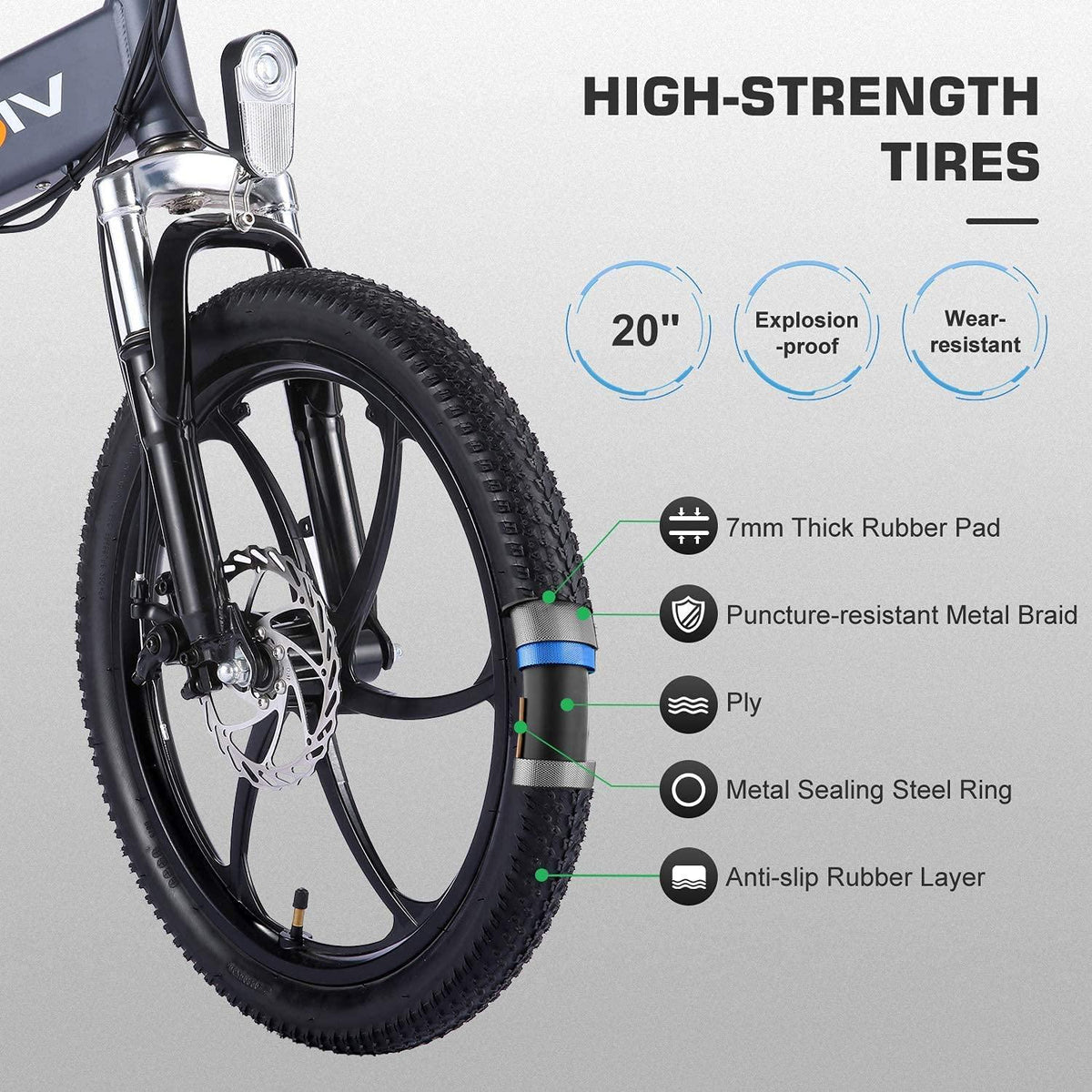 VIVI Z1 E-Bike for Adults, 20'' Folding Electric Bike for Adults, 20Mph Electric Bicycle with 36V 10.4Ah Lithium-Ion Battery, 350W Motor and Shinmano Professional 6 Speed Gears