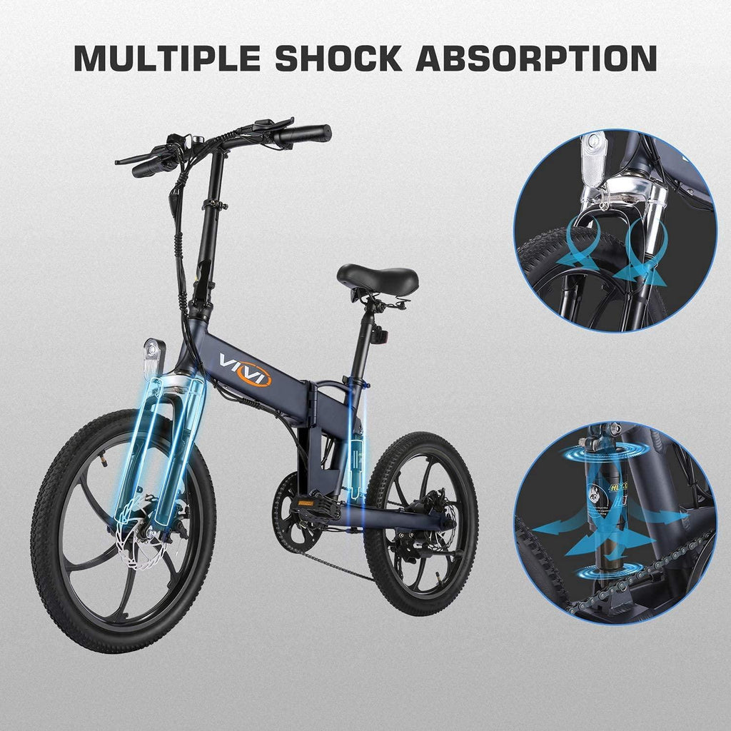 VIVI Z1 E-Bike for Adults, 20'' Folding Electric Bike for Adults, 20Mph Electric Bicycle with 36V 10.4Ah Lithium-Ion Battery, 350W Motor and Shinmano Professional 6 Speed Gears