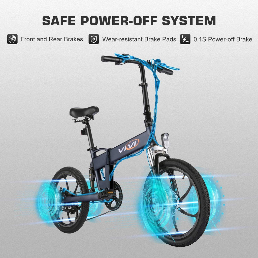 VIVI Z1 E-Bike for Adults, 20'' Folding Electric Bike for Adults, 20Mph Electric Bicycle with 36V 10.4Ah Lithium-Ion Battery, 350W Motor and Shinmano Professional 6 Speed Gears