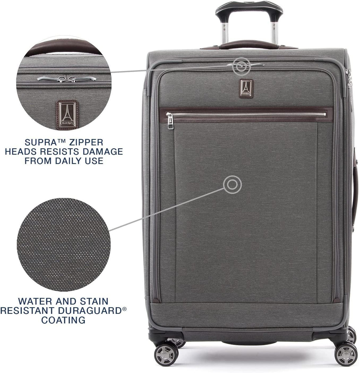 Platinum Elite Softside Expandable Spinner Wheel Luggage,  Grey, Checked-Large 29-Inch