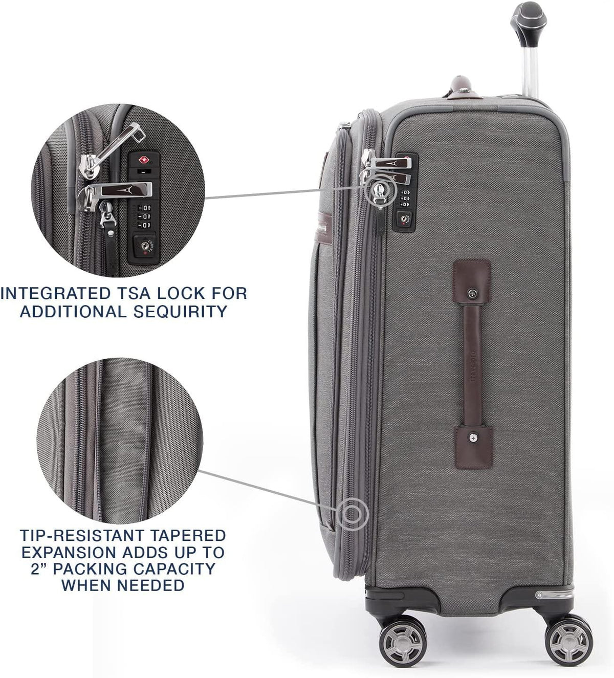Platinum Elite Softside Expandable Spinner Wheel Luggage,  Grey, Checked-Large 29-Inch