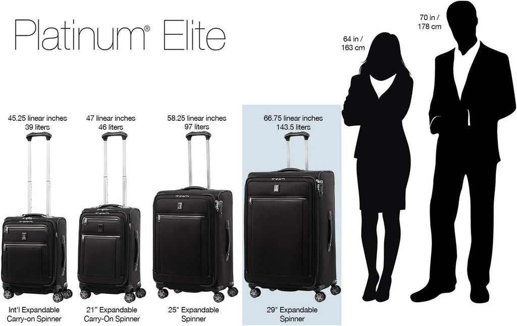 Platinum Elite Softside Expandable Spinner Wheel Luggage,  Grey, Checked-Large 29-Inch