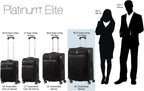 Platinum Elite Softside Expandable Spinner Wheel Luggage,  Grey, Checked-Large 29-Inch