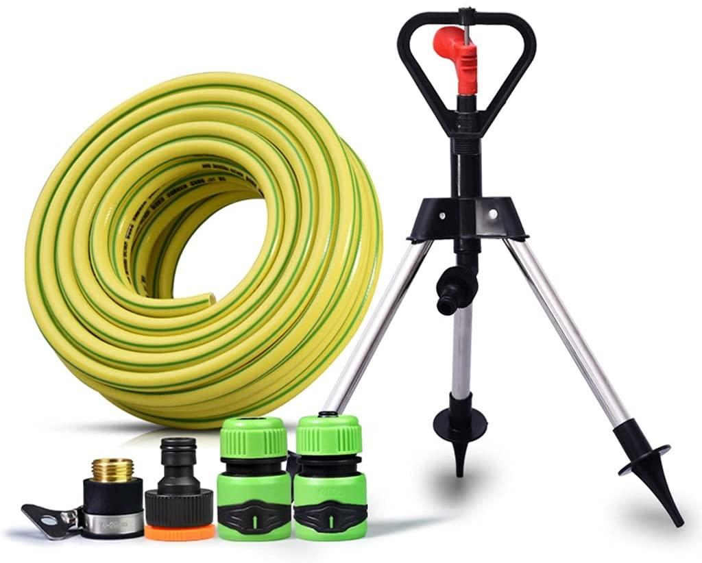 BBGS Tripod Sprinkler, Plant Irrigation Watering System Stainless Steel 360 Degree Rotating Sprinkler for Garden Farmland Lawn Flower (Size : with hose-30m)
