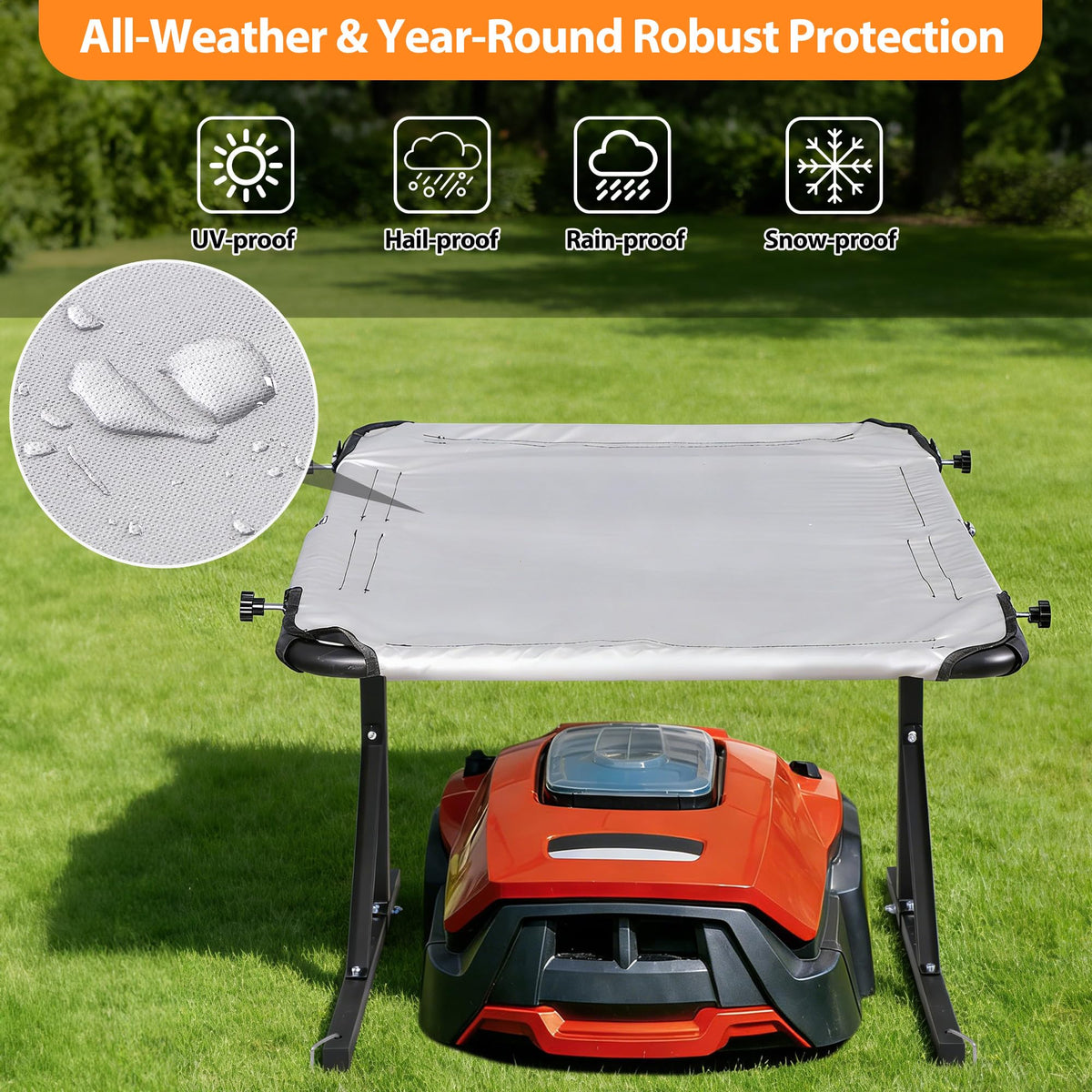 Universal Robot Mower Garage, Waterproof Outdoor Shelter with 2-Side Openable , All-Weather Protection for , Worx, Landroid,  Goat, Luba and More