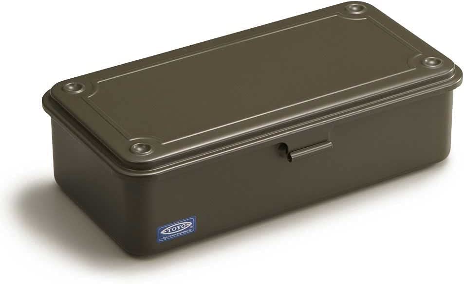 T-190 MG (MILITARY GREEN) H7.99×W4.29×D2.20inch Steel Trunk For Pegs, Metal fittings, Pen, Accessory, And Utility Knife Made In Japan