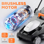40V (2 x 20V) 16.6" Electric Lawn Mower Cordless, Walk Behind Lawn Mower with 6-Height Adjust, Portable &amp; Lightweight Push Battery Powered Lawn Mower (2 * 4.0AH Batteries Included)