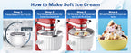 Ice Cream Maker Attachment for  Stand Mixers, Ice Cream Maker Machine Compatible with 4.5QT and Larger  Mixers, 2-Quart Capacity, Sorbet and Gelato Maker Accessory by