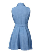 sleeveless v-neck tie waist shirt dress