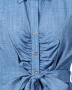 sleeveless v-neck tie waist shirt dress