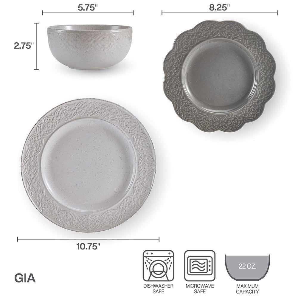 Gia 12 Piece Dinnerware Set, Service for 4