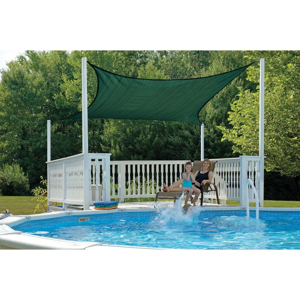 16 ft. W x 16 ft. L Square, Heavy-Weight Sun Shade Sail in Evergreen (Poles Not Included) with Breathable Fabric