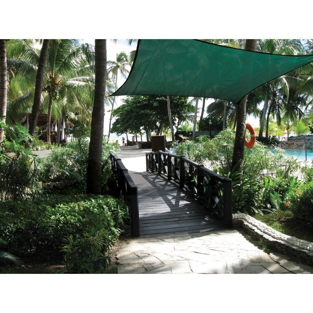 16 ft. W x 16 ft. L Square, Heavy-Weight Sun Shade Sail in Evergreen (Poles Not Included) with Breathable Fabric