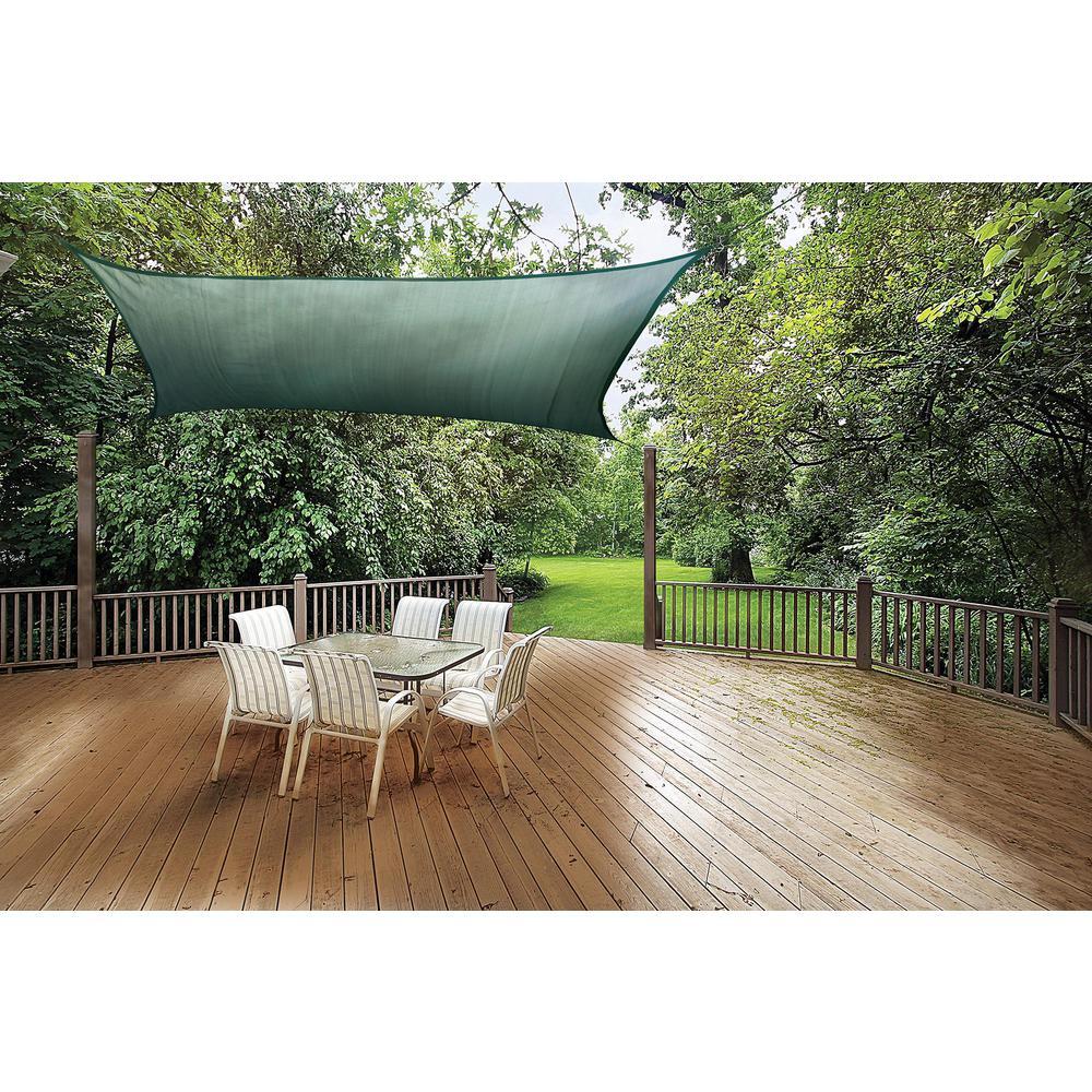 16 ft. W x 16 ft. L Square, Heavy-Weight Sun Shade Sail in Evergreen (Poles Not Included) with Breathable Fabric