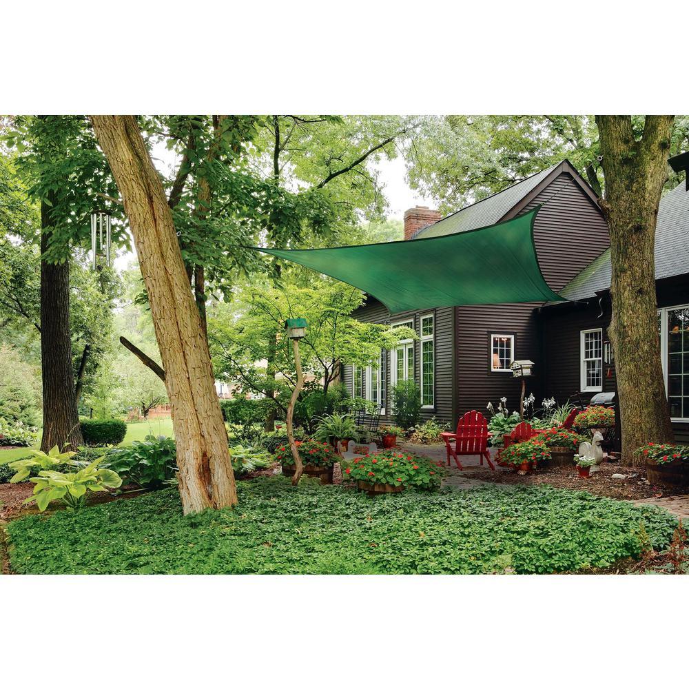 16 ft. W x 16 ft. L Square, Heavy-Weight Sun Shade Sail in Evergreen (Poles Not Included) with Breathable Fabric