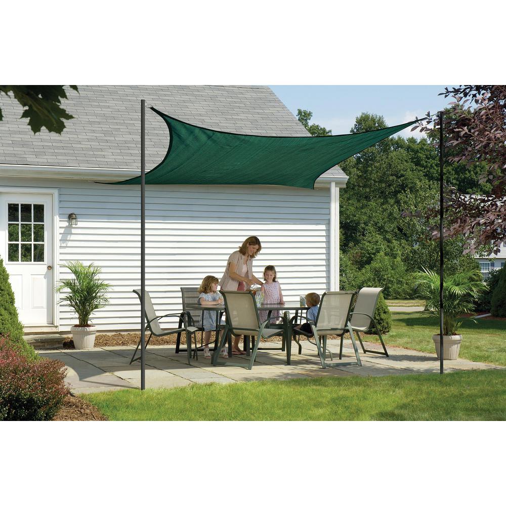 16 ft. W x 16 ft. L Square, Heavy-Weight Sun Shade Sail in Evergreen (Poles Not Included) with Breathable Fabric